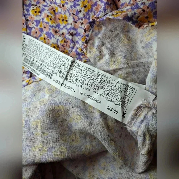 Zara Short Sleeve Crop Button Down Floral Top Purple White Size 13-14 years - Picture 11 of 12